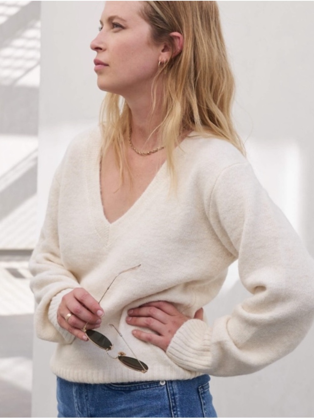 AYR Wool Alpaca Blend V Neck Sweater